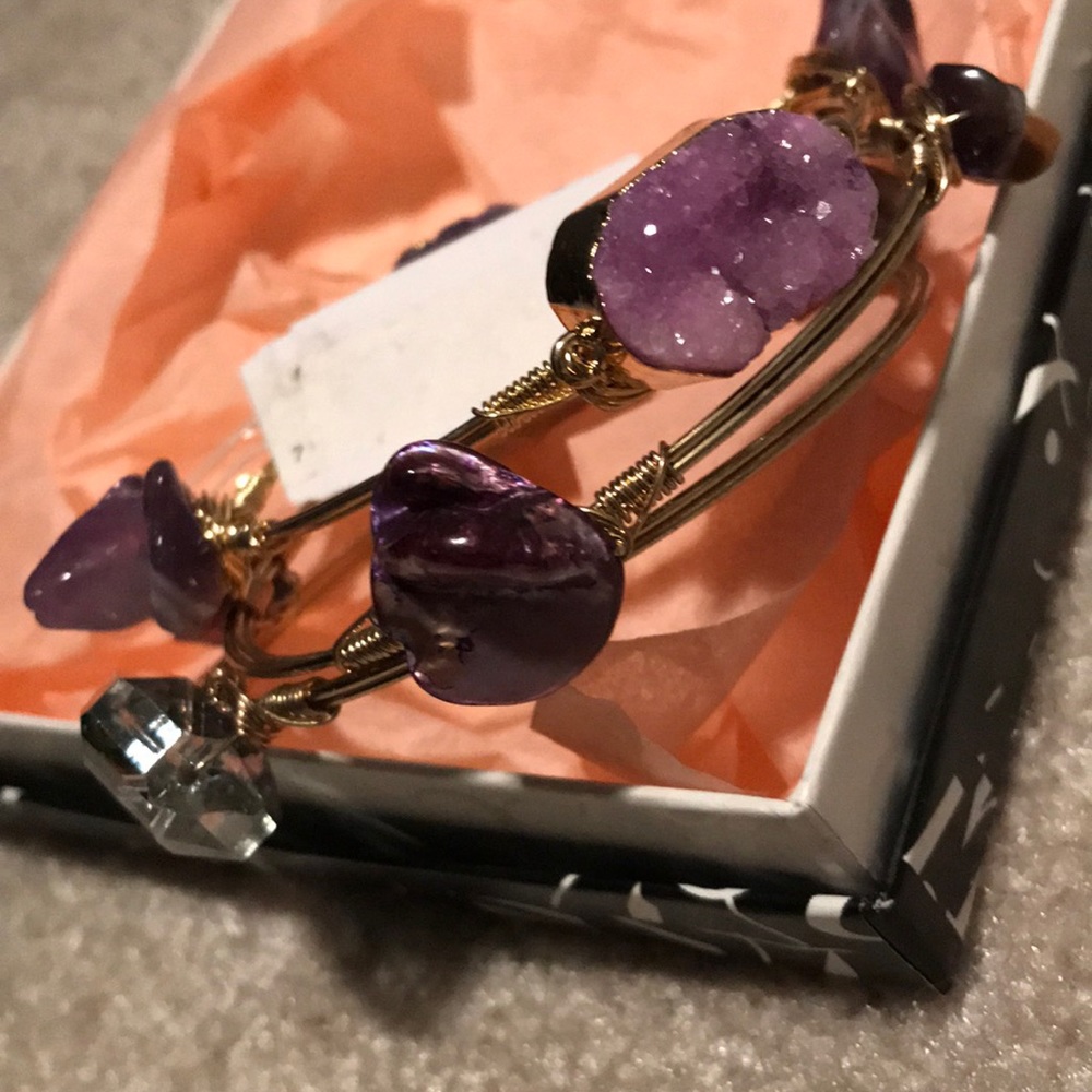 NWT Druzzy Stone Purple Bangle Set